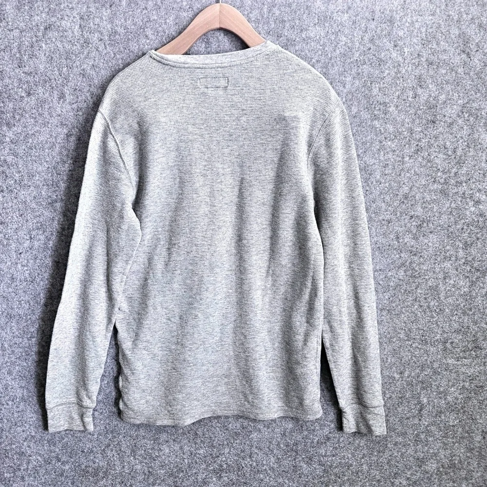 Polo Ralph Lauren Mens Gray Waffle Knit Skiing Polo Bear Thermal Shirt Size M